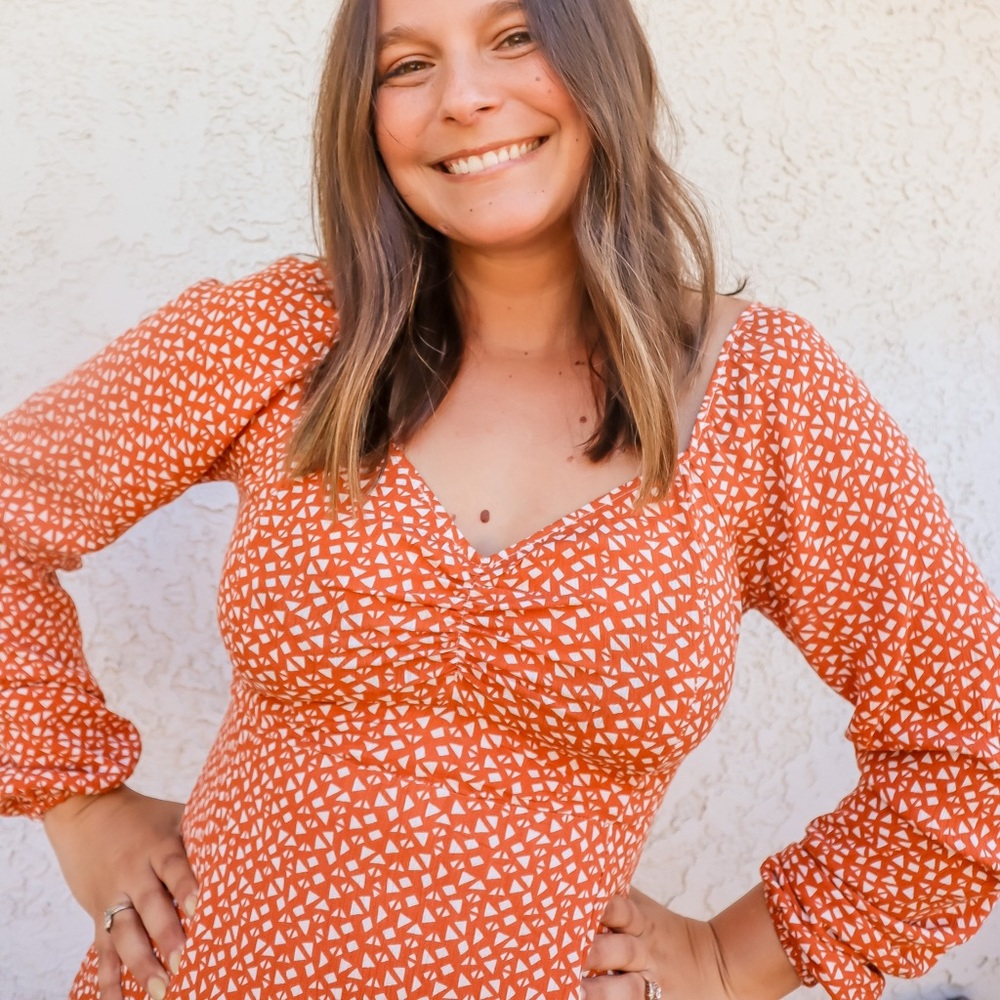 Orange and White Long Sleeve Dress | Nordstrom Rack
